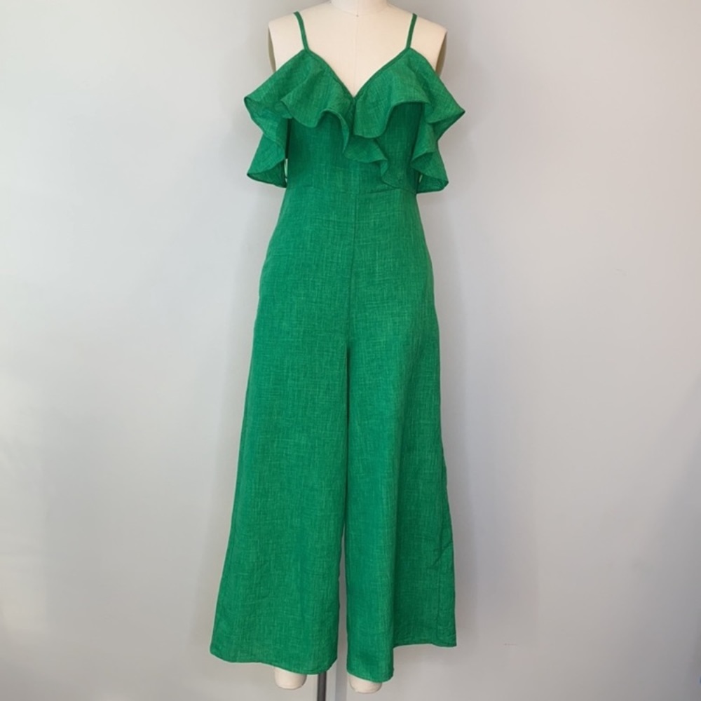 Jealous Tomato Green Apple Ruffle Jumpsuit with Pockets
